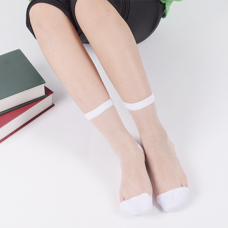 Kaus kaki jala renda seksi kaus kaki jaring elastis melar transparan serat campuran kaus kaki keren wanita tipis 1 pasang = 2 buah ws403