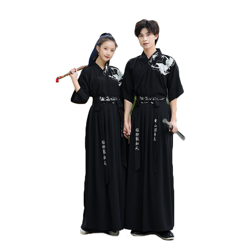 Kostum Hanfu Tradisional Tiongkok Pasangan Asli Pakaian Cosplay Samurai Kimono Jepang Pakaian Pendekar Dinasti Han Pria