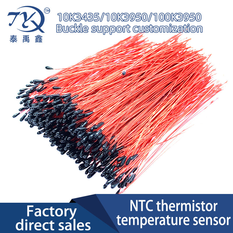 MF52B termistor NTC Sensor de temperatura B3435 B3950 10K 100K 50mm 60mm 70mm 80mm 100mm resistencia rojo