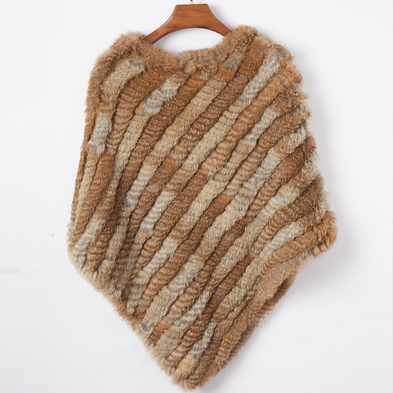 Пуловер из меха Этель Андерсон для женщин, вязаный пончо из натурального кроличьего меха, накидки для женщин, вязаные шали из натурального меха, треугольные шали, куртки