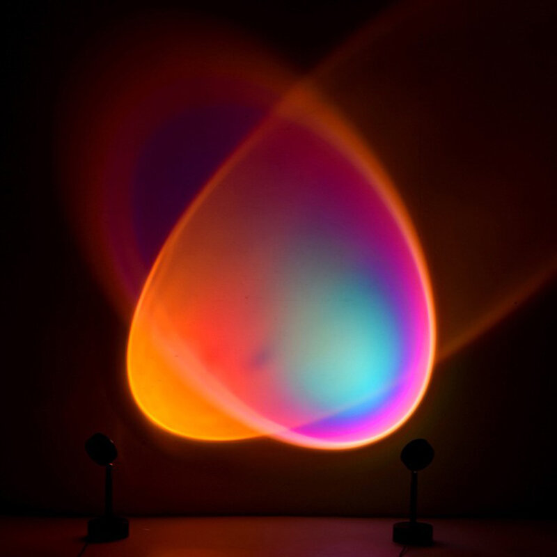 Lampa USB Sunset Rainbow atmosfera LED lampki nocne dekoracja do domu i do sypialni tło ściana Sunset lampa projektora romantyczna lampa stołowa