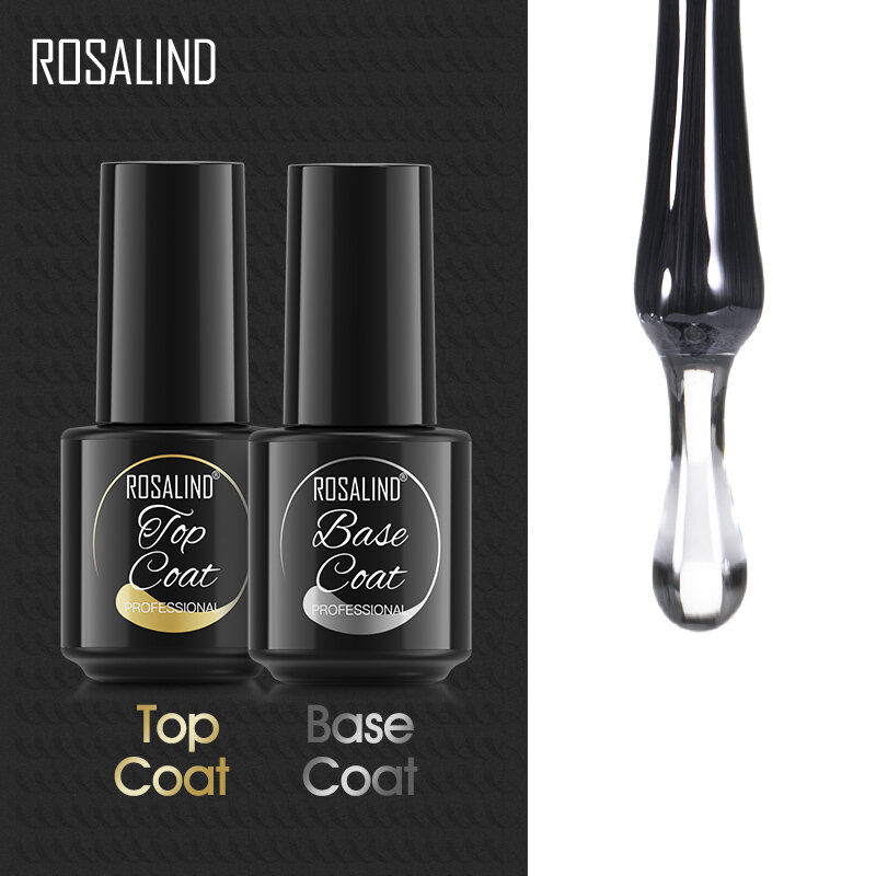 ROSALIND Base & Top Coat Gel ชุด Soak Off เจลใสเคลือบเงาเล็บ Art กึ่งถาวร Functional เล็บ lacquer Primer
