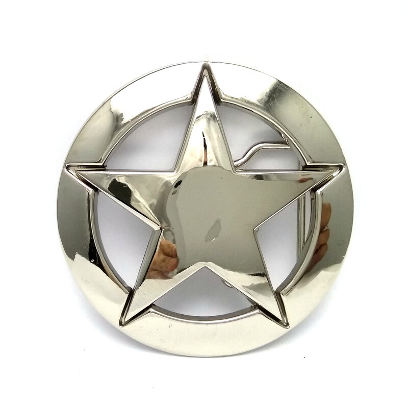 Hebilla de cinturón de Metal con logotipo de estrella de cinco puntas de plata militar de los EE. UU. De la Segunda Guerra Mundial, hebillas de cinturón de vaquero personalizadas al por menor, envío directo