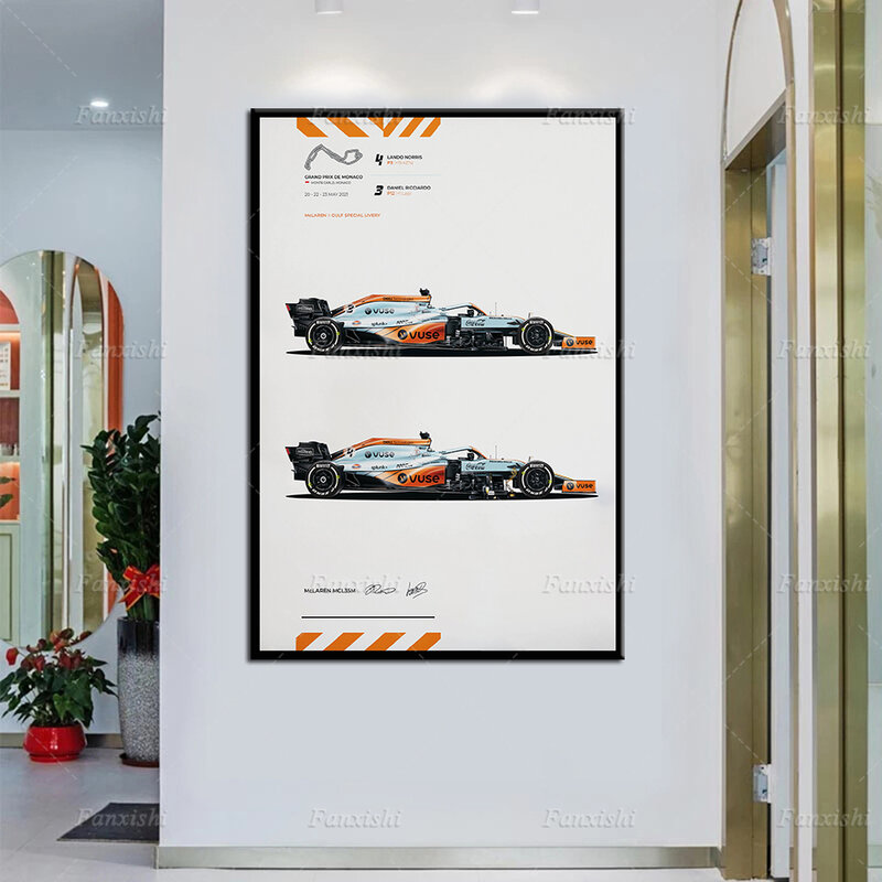 Modern F1 Car MCL35M Gulf Team- Legends F1 Poster Wall Art Canvas Painting Hd Prints immagini modulari Living Room Decor Man Gift