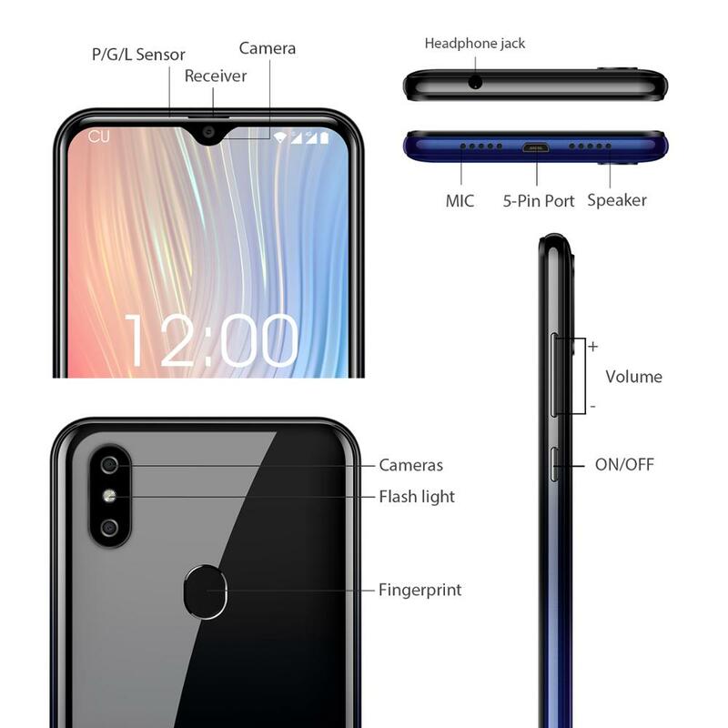 OUKITEL C15 Pro Android 9.0 Mobile Phone 3GB 32GB MT6761 Fingerprint Face ID 4G LTE Smartphone 2.4G/5G WiFi Waterdrop Screen
