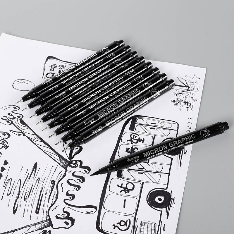 Para bolígrafos Micro-Line 12 Uds. Marcador de arte tinta de archivo a prueba de agua delineador de lápices para Letras de mano dibujo de artista pincel