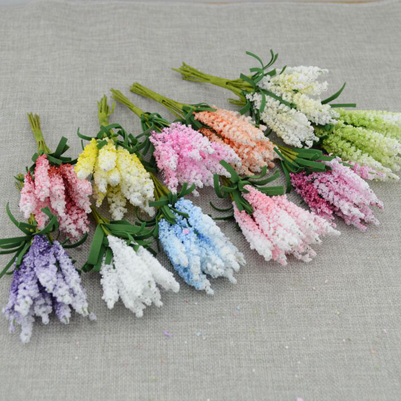 10PCS DIY Christmas Wreath Material Artificial Flowers PE Lavender Wedding Decoration Bride Wrist Vase for Home Scrapbooking