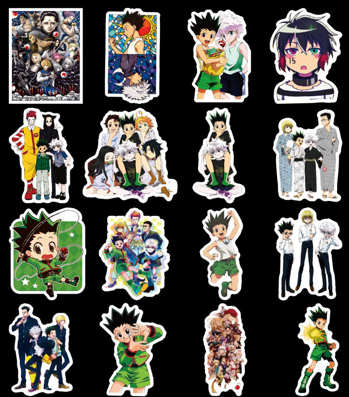 50 pièces/ensemble plein temps chasseur personnages collersépaissir cristal carte autocollants mat carte autocollants classique Manga Anime autocollant