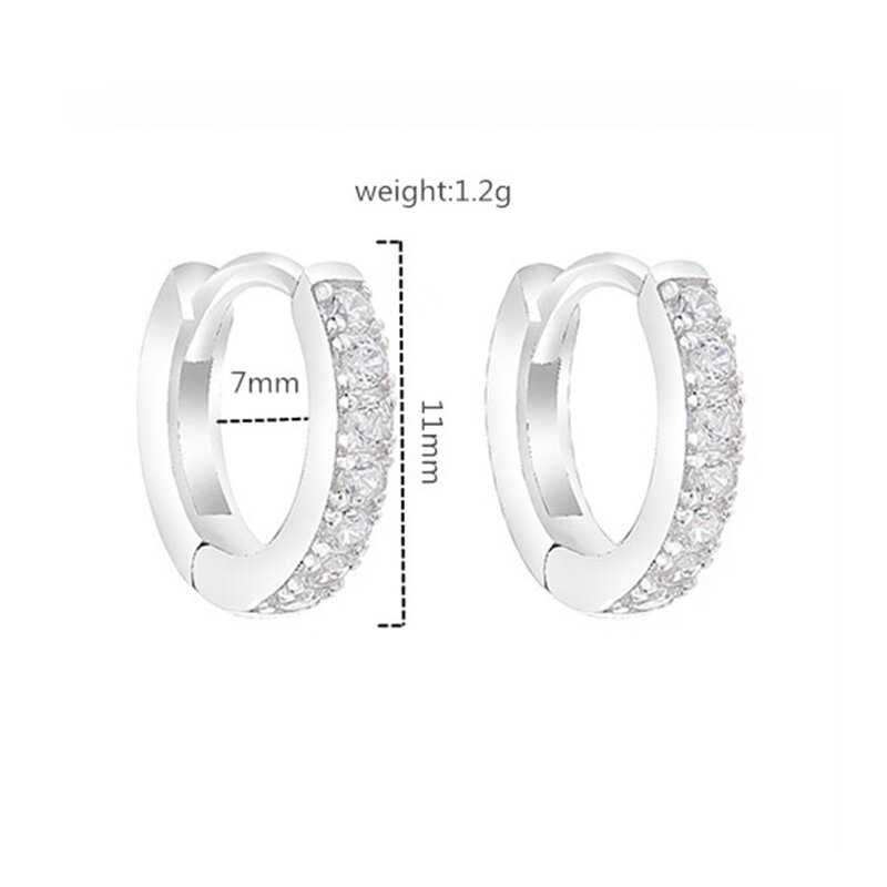 Slovecabin 925 Sterling Zilveren Mini Hoepel Huggies Oorbellen Voor Vrouwen Luxur Femme Wedding Oorbellen Met Clear Cz Punk Lock Gift