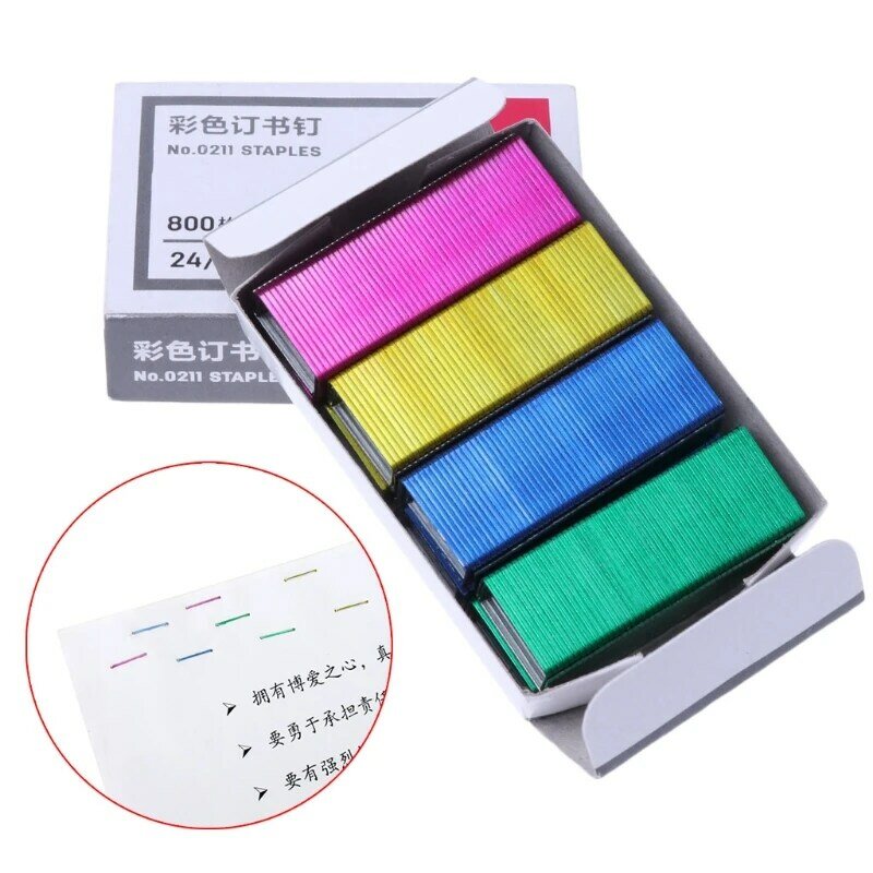 2021 Colorful Stapler Book Staples Stitching Needle 12 mm Book Staples 800 Pcs/box Office Supplies