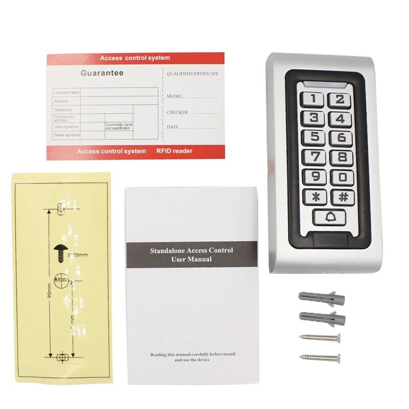 Lector de Control de acceso de puerta RFID con retroiluminación impermeable, teclado para 1000 usuarios, timbre de 125KHz, tarjeta EM, abridor de puerta, cerradura eléctrica inteligente