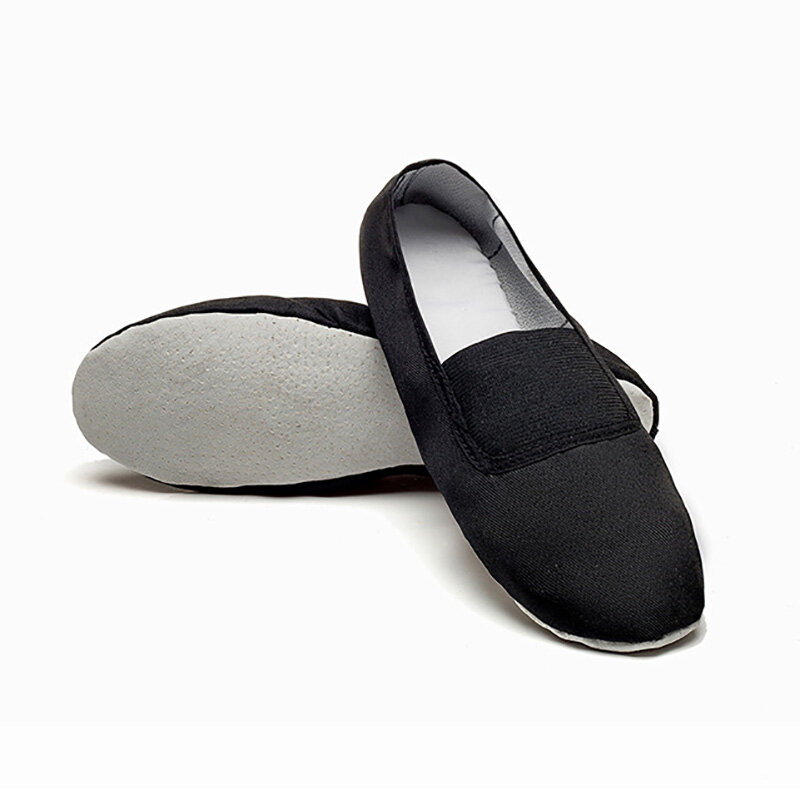 USHINE-zapatos de baile de Ballet para hombre y mujer, calzado plano de suela de cuero, color blanco y negro, para Yoga y gimnasia, EU22-45