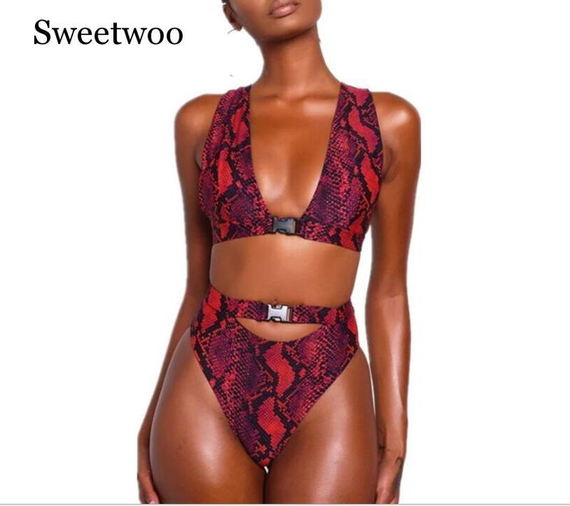 2020 Summer Swimwear  Two Piece Bikini Set Low Cut Bathing Suit Floral Print Tankini  Women Ruffle Swimsuit