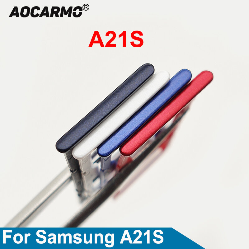 Aocarmo gniazdo karty Sim taca uchwyt czytnika SD do Samsung Galaxy A21S A217 podwójny uchwyt karty SIM taca wymiana część