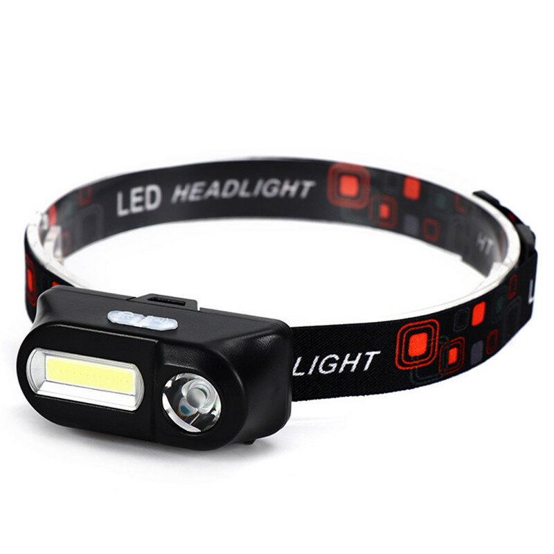 COB LED Headlight Headlamp Head light Flashlight USB Rechargeable build-in 18650 Torch Camping Hiking Night Fishing Light