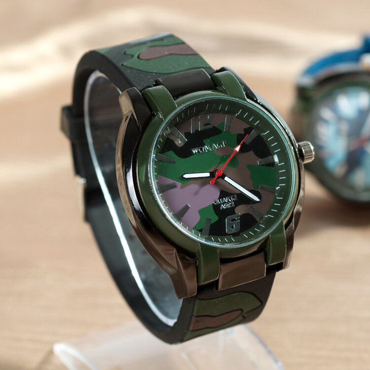 Kinderen Horloges Womage Mode Camouflage Horloges Blauw Siliconen Quartz Horloge Kids Sport Horloges Goedkope Prijs Dropshipping 2020