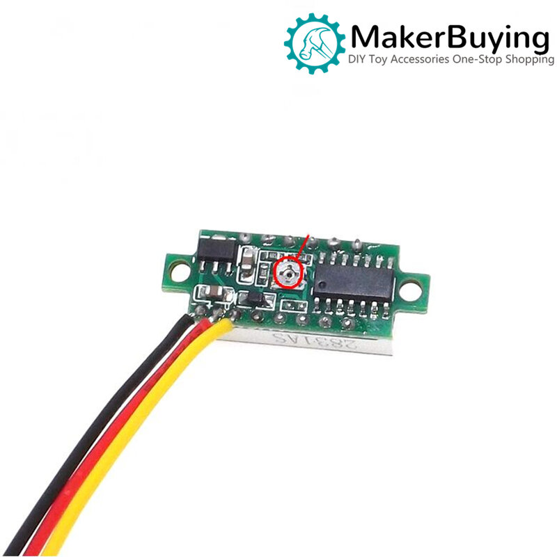 Cabeza de voltímetro de CC digital ultra pequeña de 0,28 pulgadas, pantalla digital ajustable, voltímetro de batería de DC0-100V de tres cables
