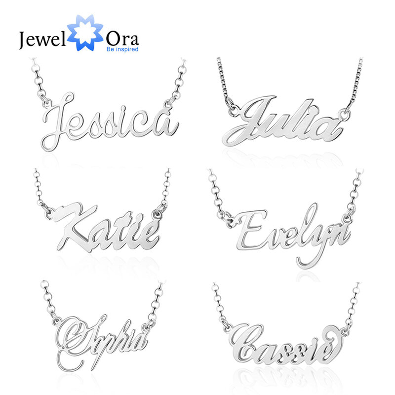 925 Sterling Silver Personalized Nameplate Letter Necklace Custom Name Pendants for Women Birthday Christmas Gift for Mother Mom