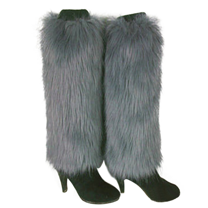 2020新人気ヨーロッパで冬のソリッドカラーの女性のブーツカバー暖かい毛皮フェイクファーのレッグウォーマー毛皮ロング靴下