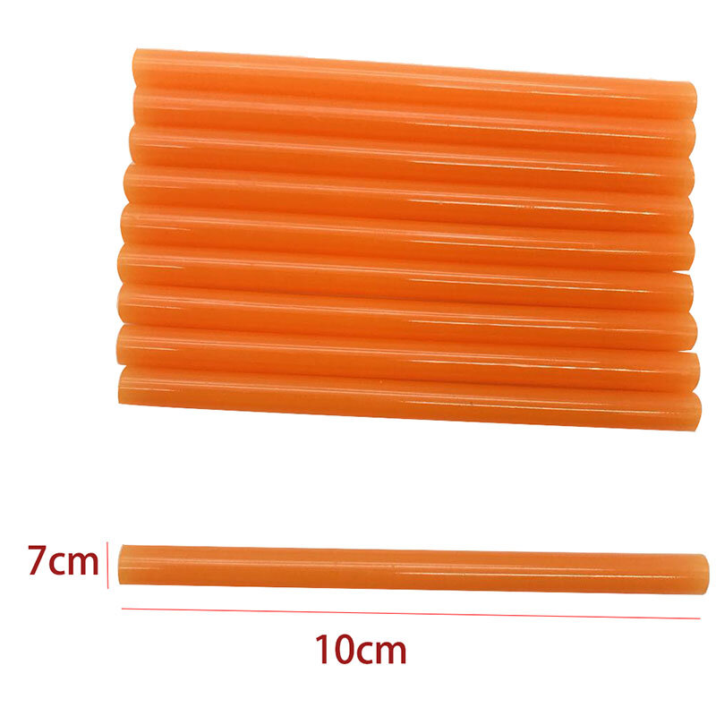10 Buah Warna Oranye 7MM Tongkat Lem Leleh Panas untuk Pistol Lem Listrik Stik Perbaikan Kerajinan Audio Mobil Stik Lilin Penyegel Perekat
