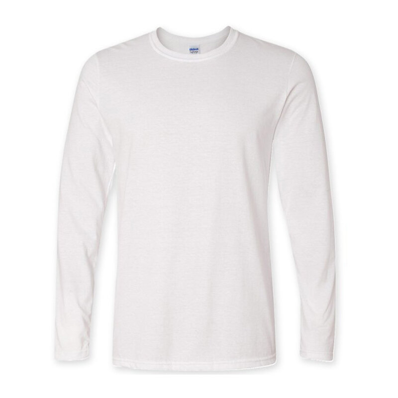 Homens de manga comprida O-Neck T-shirt, logotipo personalizado T-shirt de algodão, cor sólida, Casual, Casa, Primavera, Outono, EUA Tamanho XS-2XL