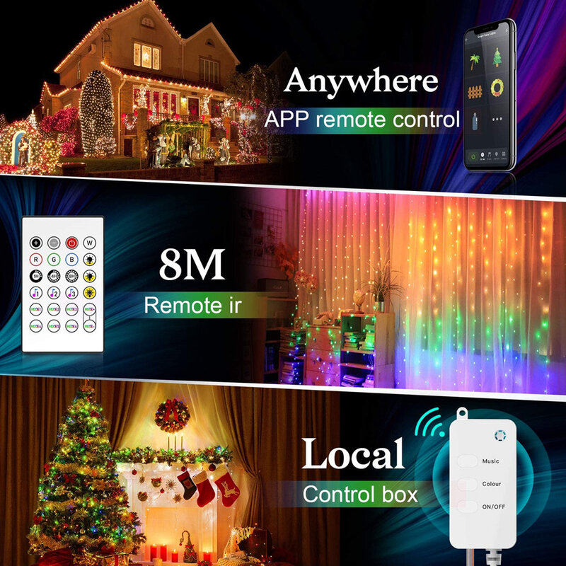 Tuya-Wi-Fi付きインテリジェントLEDストリップライト,妖精の形をした照明,RGB,USB,alexa,Google Home,10m,66LED