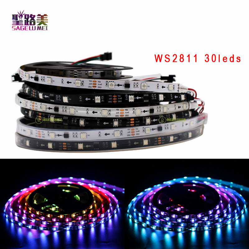 DC12V WS2811 30/48/60Leds 5050 Rgb Adresseerbare Led Pixel Strip Licht Full Kleuren Flexibele Digitale Led tape Lint 1 Ic Controle 3