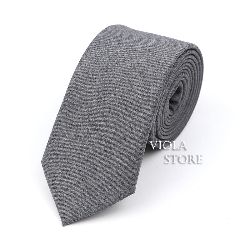 Classic Brown Navy Red Striped Solid Wool Necktie 6cm Slim Fashion Skinny Tie Men Tuxedo Suit Party Casual Accessory Cravat Gift