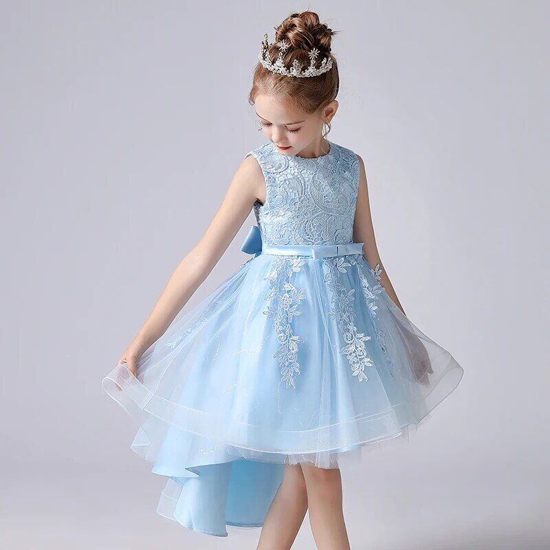 Girls Dress New Design Tail Chinese Style Elegant New Year Princess Children Evening Wedding Party Dress