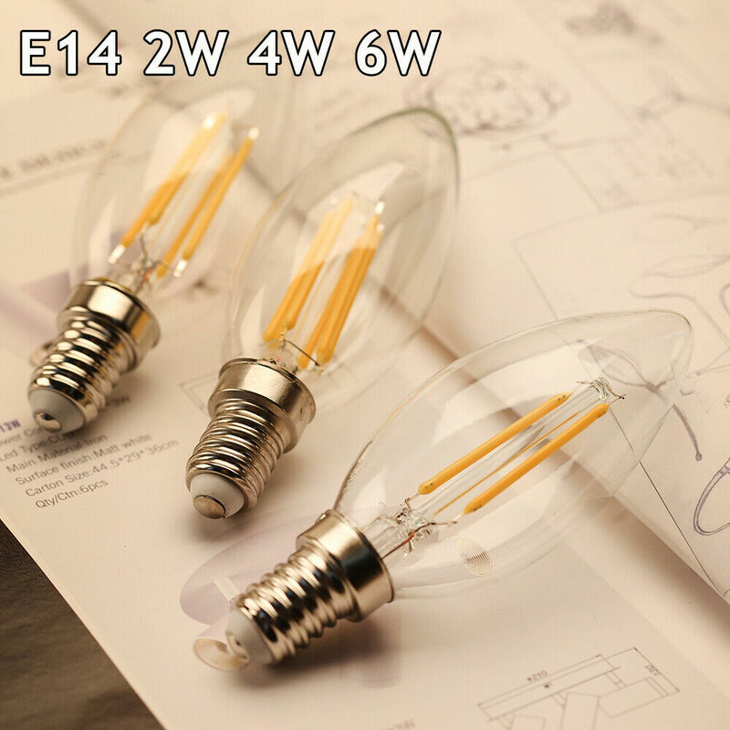 E14 لمبة متوهجة عتيقة ، مصباح LED عالي الطاقة ، 2 واط ، 4 واط ، 6 واط ، توفير الطاقة للإضاءة المنزلية