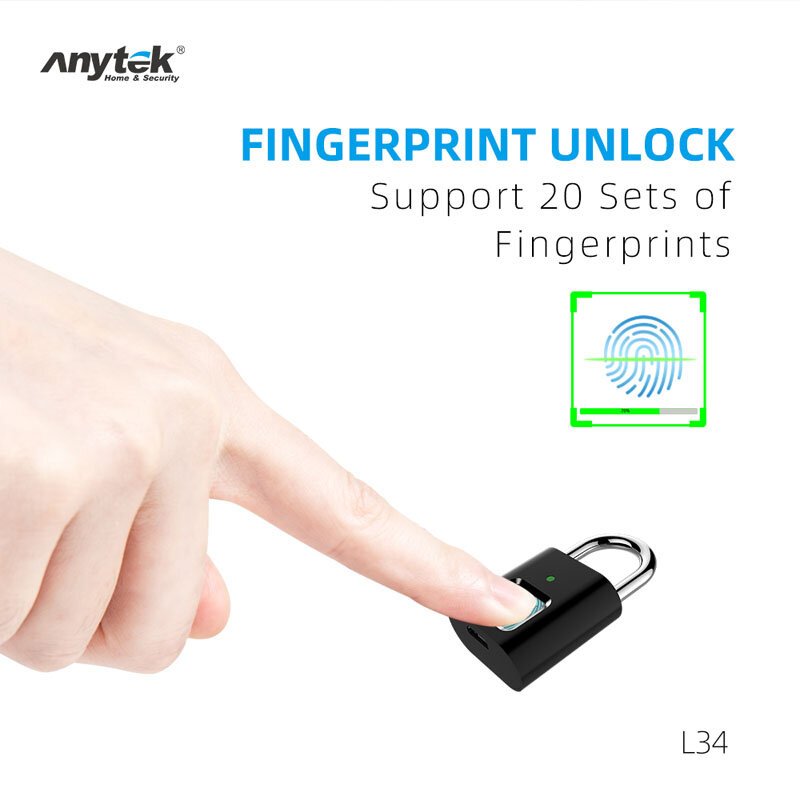 USB Recarregável Fingerprint Door Lock, Mini Bag, Smart Home, Finger Print Locks, Frete Grátis para o Brasil Eletrônica