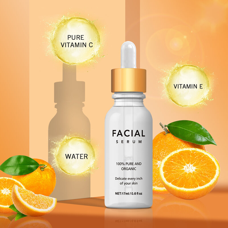 17ML de esencia de vitamina C que penetra en la capa inferior de la piel para iluminar la piel, resiste la oxidación y resiste los rayos ultravioleta