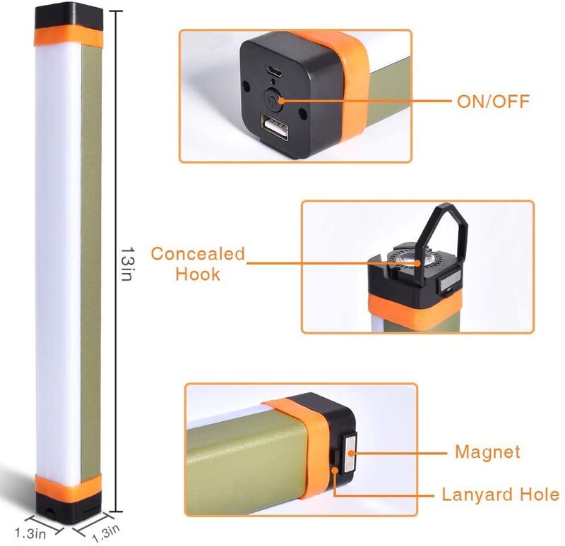 Camping Lantern USB Rechargeable LED Camping Light Outdoor   Flashlight Portabl Hanging Magnetic Power Bank for Hiking Fishing