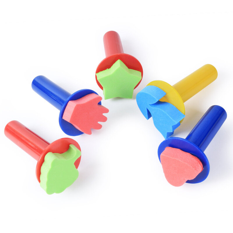 Sponge Stamps Cute Shape Handle Kids Craft Painting Brushes for Drawing