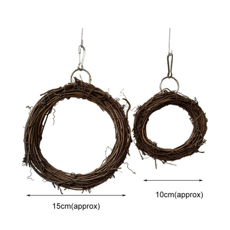 Birds Cage Toy Rattan Circle Ring Stand Hanging Climbing Play Toys Parrot Ring Stand Hanging Molar Rattan Chew Swing Perch Toy