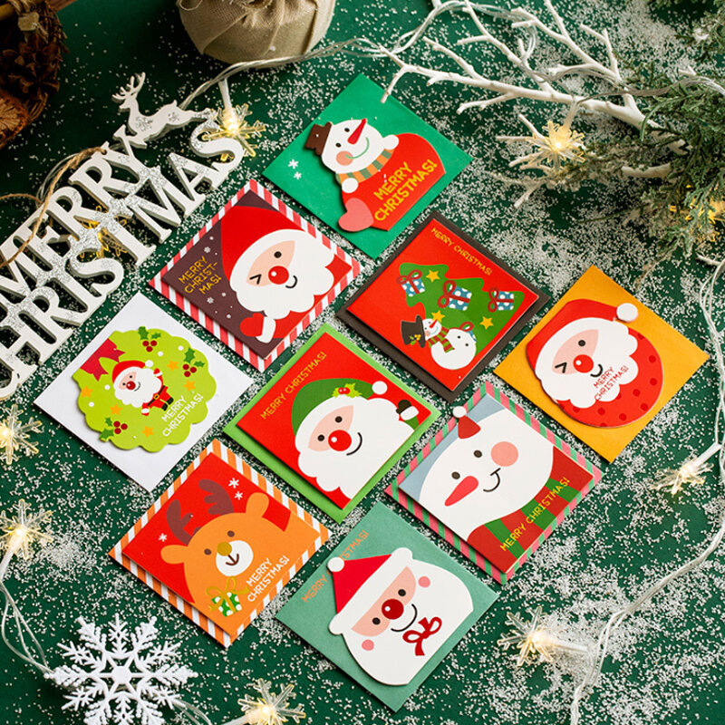 5 sztuk/partia piękny wesołych świąt mini pocztówka pozdrowienia kartka okolicznościowa z kopertą kartka świąteczna karty podarunkowe