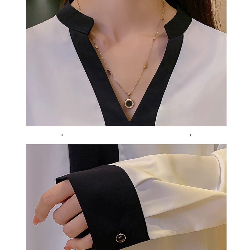 Blusa de gasa para mujer, camisa holgada de manga larga con cuello en V, moda coreana, primavera 2021