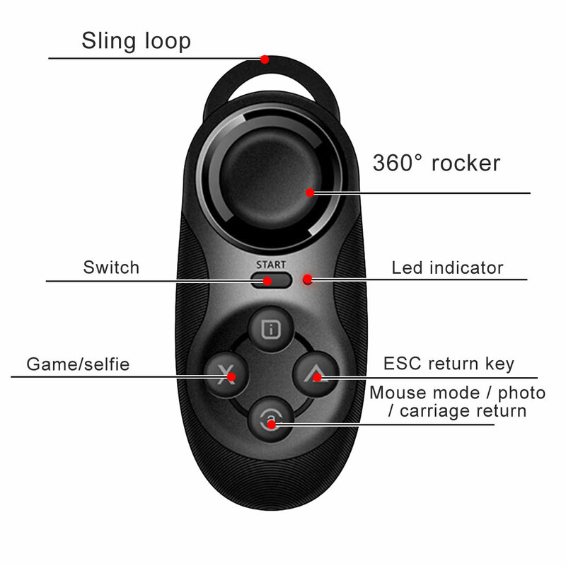 Mini Bluetooth Gamepad kontroler do gier pilot do selfie dla systemu Android/iOS komórkowy tablet z funkcją telefonu Mini PC Laptop tv, pudełko