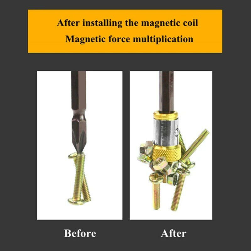 1/2/3 Buah Cincin Magnet Bit Obeng Logam untuk Cincin Kuat Magnet Bor Anti-korosi Batang 6.35Mm
