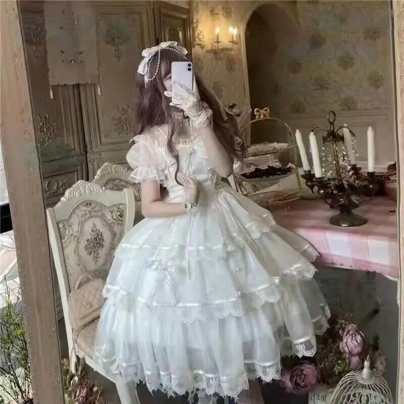 Роскошное платье в стиле "Лолита", платье принцессы с цветами для свадьбы, сказочное летнее винтажное платье для чайной вечеринки, милое платье в стиле "Лолита"