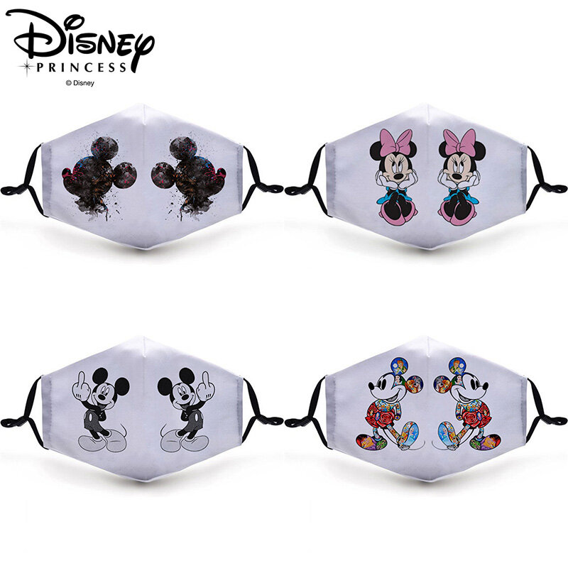 Маски для взрослых Disney Mickey Minnie Многоразовые моющиеся противопротивотуманные пыленепроницаемые Дышащие Регулируемые маски унисекс