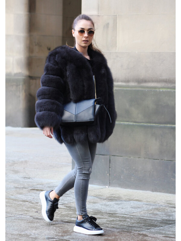 Giacca invernale da donna di grandi dimensioni in pelliccia di volpe giacca invernale a maniche lunghe giacca da donna in vera pelliccia di volpe