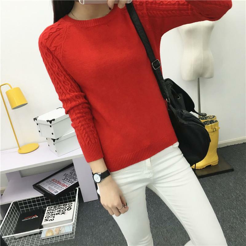 Women O Neck Pullover Sweater  Autumn Winter Korean New Solid Basic Knitted Sweater Female Fashion Wild Knitwear66205