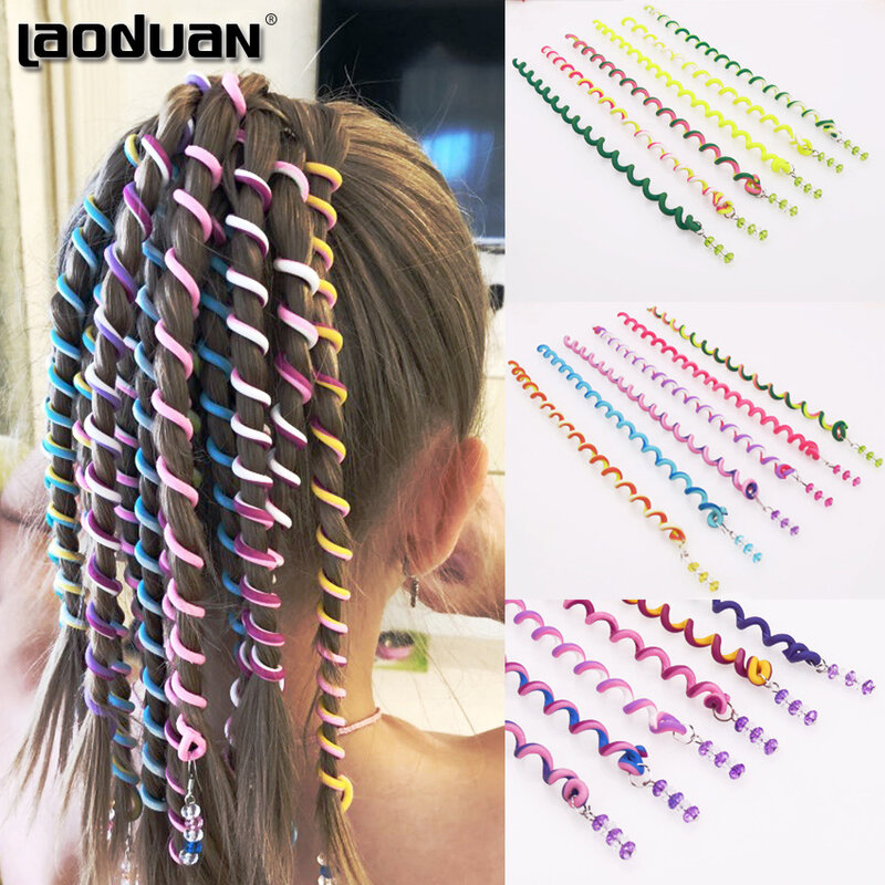 Diadema de Color arcoíris para niña, banda para el cabello, bandas elásticas largas de cristal, accesorios para el cabello, Color aleatorio, 6 uds./lote
