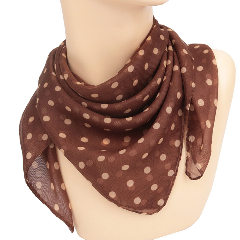Женский модный простой шифоновый шарф в горошек, дамские шали с принтом, летние шарфы, Тонкая Повязка на голову, 8 цветов