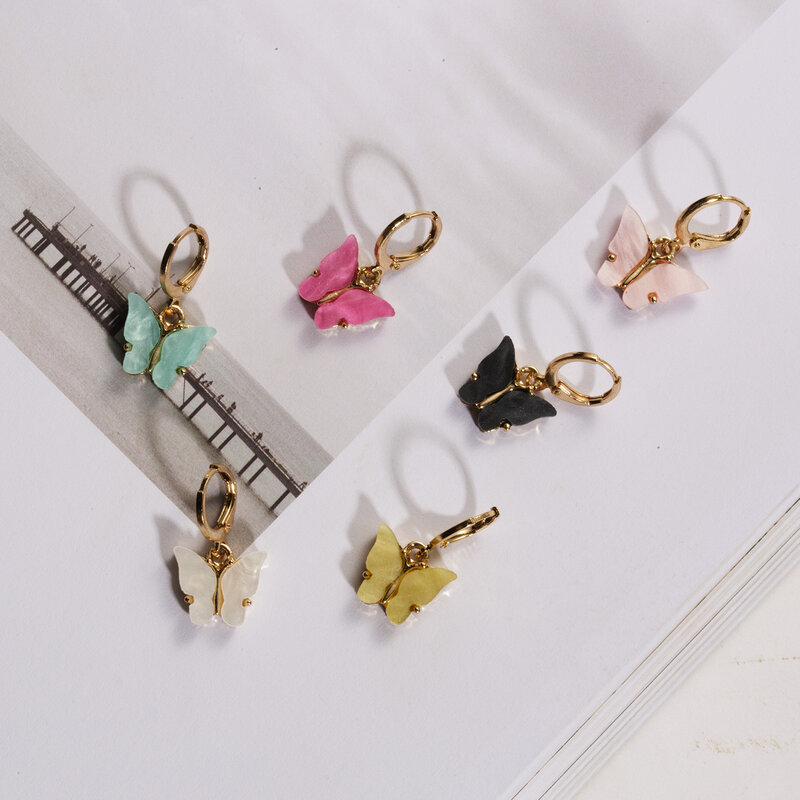 새로운 패션 디자인 나비 보석 여성을 위한 다채로운 아크릴 나비 스터드 귀걸이 2020, 보헤미안 작은 귀여운 귀걸이 쥬얼리