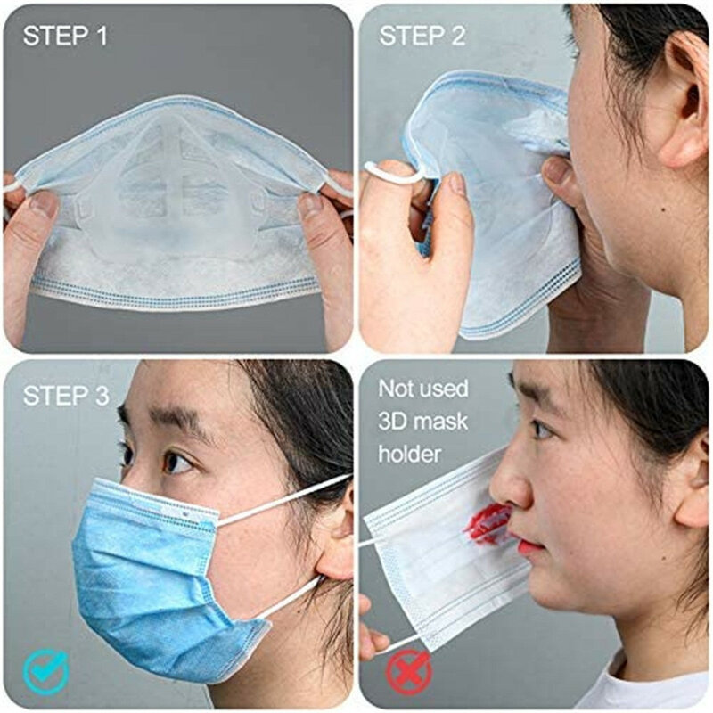 Mascarilla de plástico lavable y reutilizable, soporte para máscara, aumenta el espacio de respiración, 1/3/5/6/8/10 unidades #50