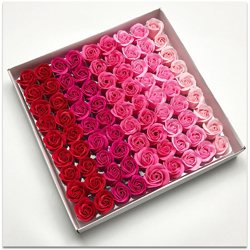 Мыло с искусственными цветами, 54 шт., 4x3,5 см, трехслойные розы, цветочное украшение для купальника, подарок на день рождения, свадьбу, Рождество