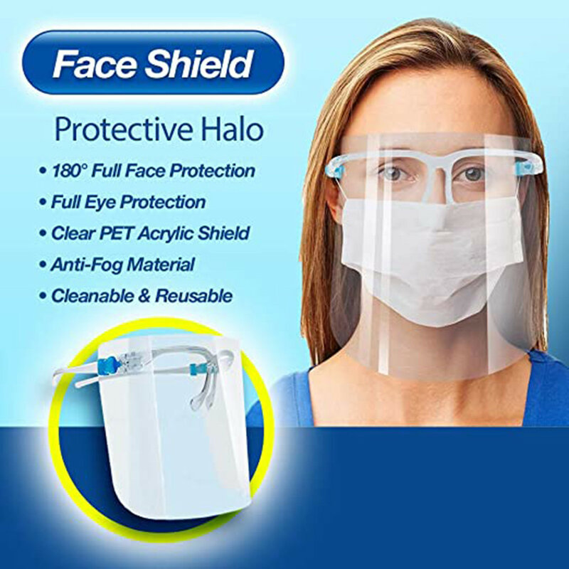 3Pc Clear Faceshields Masker Anti-Condens Gezichtsmasker Shield Frame Set Voor Mannen Vrouwen Mascarilla Reutilizable Маска Halloween cosplay