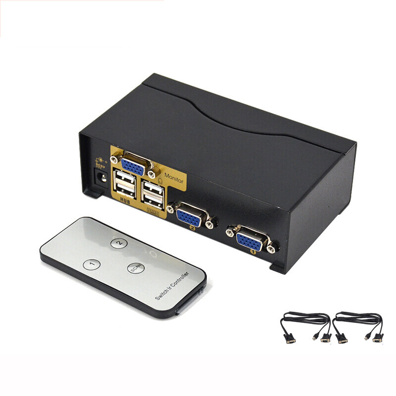 USB Kvm-switch VGA splitter Schalter Adapter Drucker Verbinden Tastatur Maus 2 PCs Verwenden 1 Monitor mit kabel